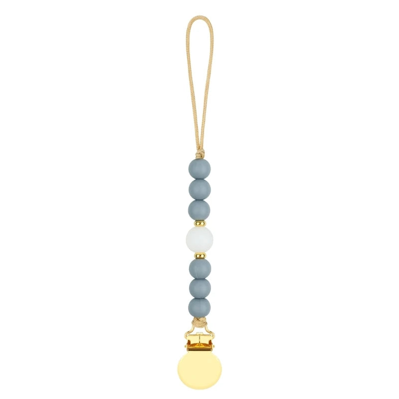 Stylish Adjustable Baby Pacifier Clip - Secure and Portable Silicone Beads Strap for Infants
