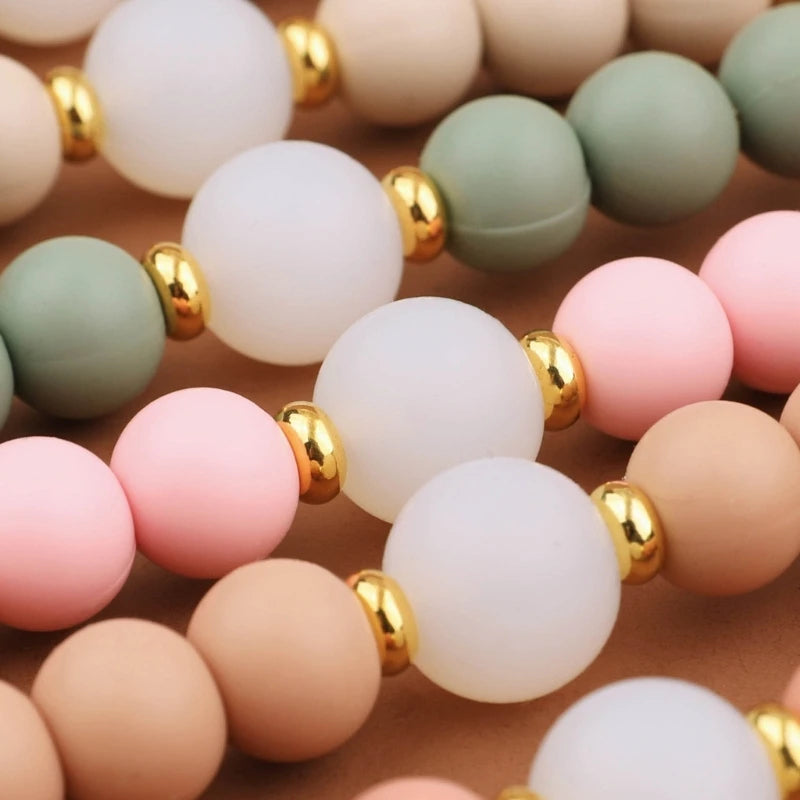 Stylish Adjustable Baby Pacifier Clip - Secure and Portable Silicone Beads Strap for Infants