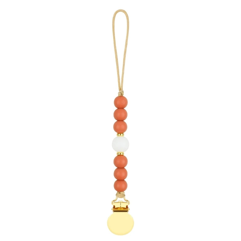 Stylish Adjustable Baby Pacifier Clip - Secure and Portable Silicone Beads Strap for Infants