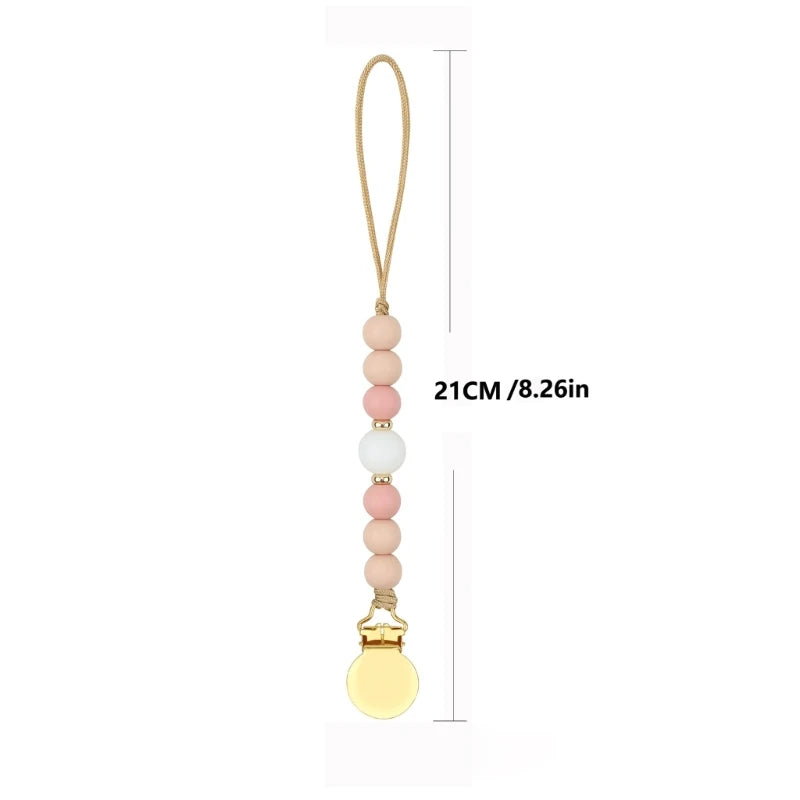 Stylish Adjustable Baby Pacifier Clip - Secure and Portable Silicone Beads Strap for Infants