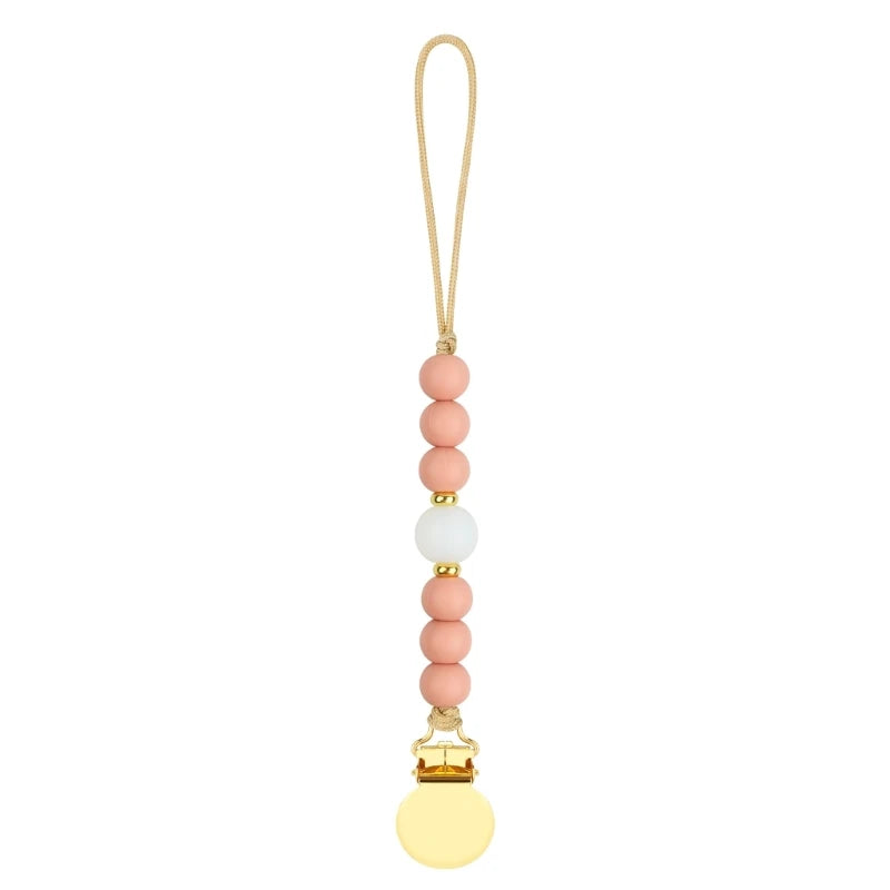 Stylish Adjustable Baby Pacifier Clip - Secure and Portable Silicone Beads Strap for Infants