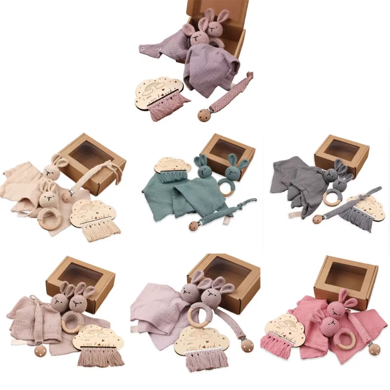 5-in-1 Baby Comfort Set: Burp Cloth, Teether, Pacifier Chain & More for Happy Babies