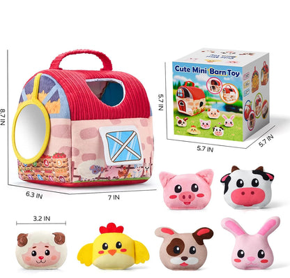 Baby Toys 6-12 Months,Bee House with Stuffed Farm Animals for Toddlers 1-3 Baby Plush Beehive Wtih Rattles Squeaker Mirror