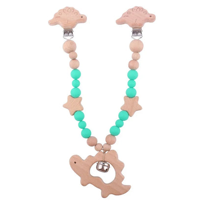 1-3Pcs New Stroller Clip Baby Gym Hanging Toys Cartoon Pattern Kids Pacifier Chain Silicone Beads Teething Set Babies Supplies