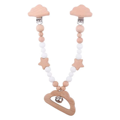 1-3Pcs New Stroller Clip Baby Gym Hanging Toys Cartoon Pattern Kids Pacifier Chain Silicone Beads Teething Set Babies Supplies