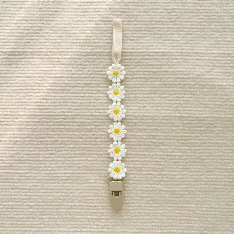 Charming Baby Pacifier Chain - Daisy Design Dummy Holder for Teething and Nursing - Perfect Newborn Accessory