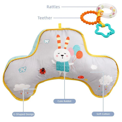 Delightful Double-Sided Baby Pillow for Tummy Time - High Contrast Sensory Toy and Supportive Lying Pillow for Developmental Growth