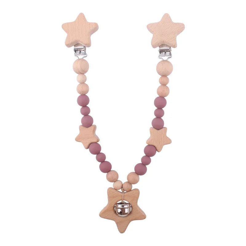 1-3Pcs New Stroller Clip Baby Gym Hanging Toys Cartoon Pattern Kids Pacifier Chain Silicone Beads Teething Set Babies Supplies