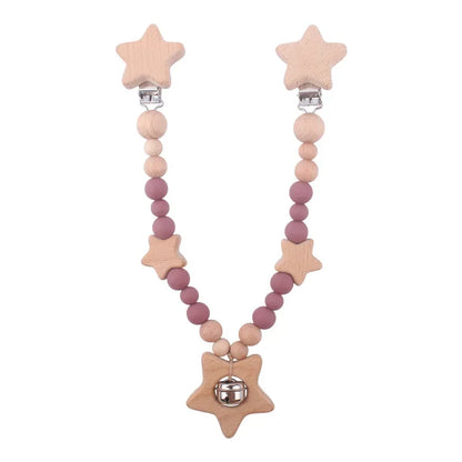 1-3Pcs New Stroller Clip Baby Gym Hanging Toys Cartoon Pattern Kids Pacifier Chain Silicone Beads Teething Set Babies Supplies