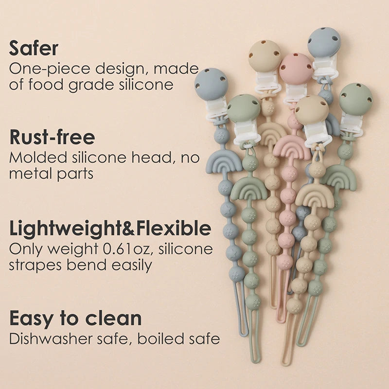 Stylish Baby Silicone Pacifier Clip - BPA Free Teething Chain Holder for Cute Babies - Perfect Gift for 13-24 Month Olds