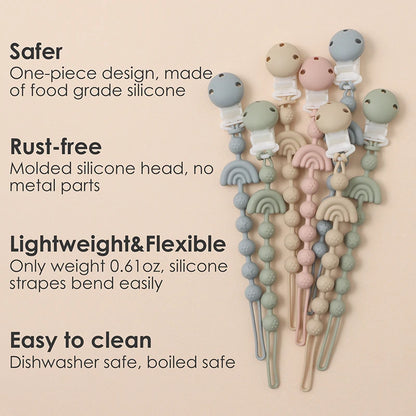 Stylish Baby Silicone Pacifier Clip - BPA Free Teething Chain Holder for Cute Babies - Perfect Gift for 13-24 Month Olds