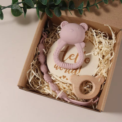 Adorable Silicone Bunny Pacifier Chain and Bear Gift Set for Your Little One