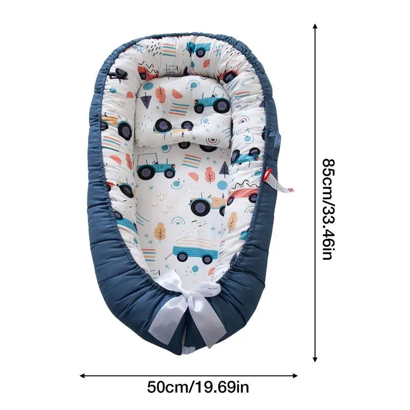 Baby Nest Bed with Pillow Portable Baby Lounger Adjustable Newborn Lounger Travel Crib Soft Breathable for Newborn Bed Bumper