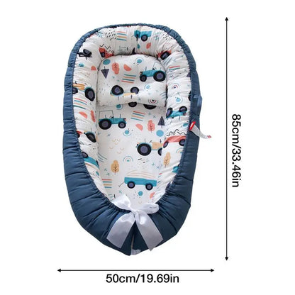 Baby Nest Bed with Pillow Portable Baby Lounger Adjustable Newborn Lounger Travel Crib Soft Breathable for Newborn Bed Bumper