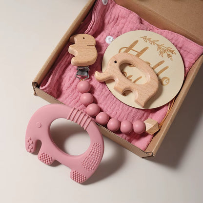 Delightful 100% Organic Cotton Baby Blanket & Toy Elephant Teether Rattle Gift Set - Perfect for Newborns!