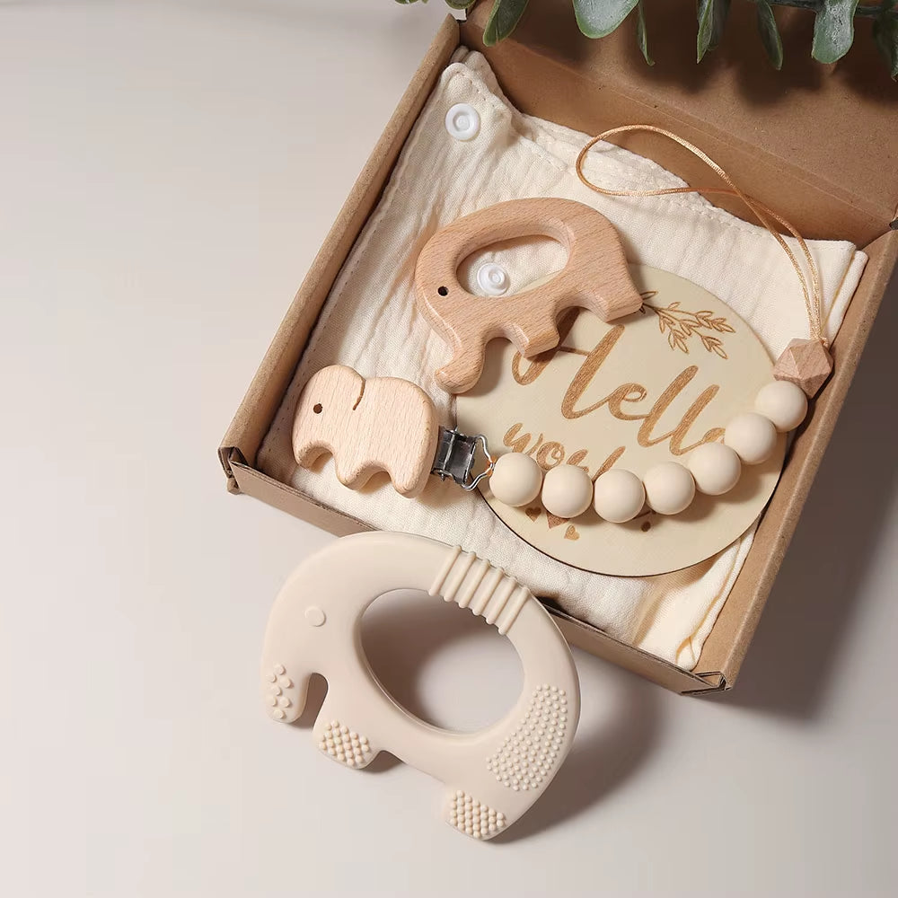 Delightful 100% Organic Cotton Baby Blanket & Toy Elephant Teether Rattle Gift Set - Perfect for Newborns!